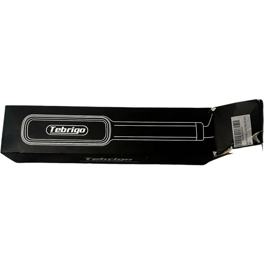 Tebrigo Hair Straightener Brush Heat Styling Tool Corded. Black Pink Open Box
